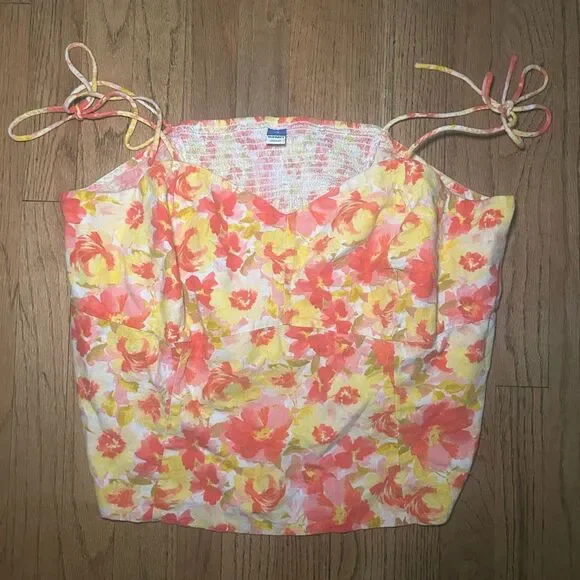 GREAT CONDITION Old Navy Fitted Linen-Blend Tie-Shoulder Cropped Cami Top 2X - Picture 2 of 5